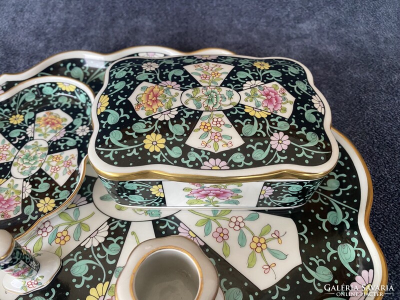 Herendi porcelán Siang Noir (SN) cigaretta szett