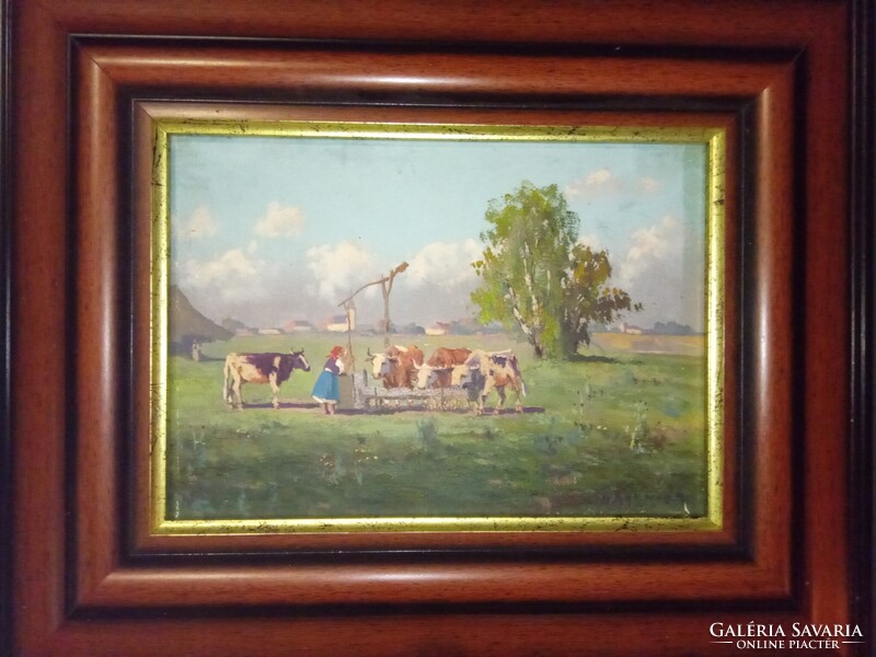 Hárencz János (1899-1969) - Itatás- tájkép - festmény