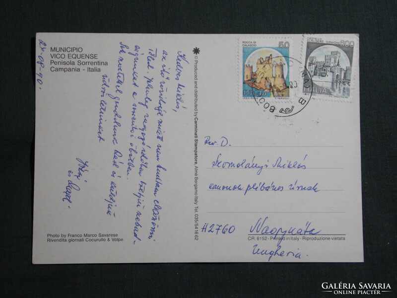 Képeslap,Olaszország,Vico Equense,városi utca látkép,részlet,1990-