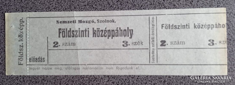 ZA643.28  Mozijegy  Nemzeti Mozgó -Szolnok  1930-40?   Cinema Mozi  Film