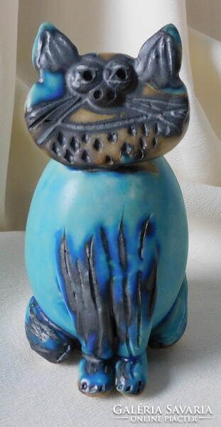 Vertel Andrea kisplasztika - kék macska/cica