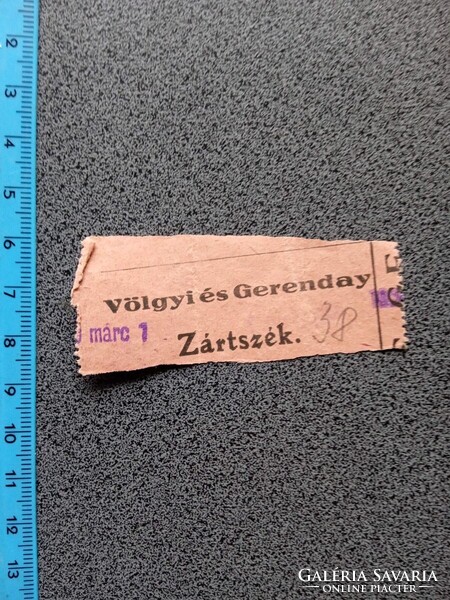 ZA643.36  Mozijegy  Völgyi és Gerenday  1920  - Zártszék   Cinema Mozi  Film