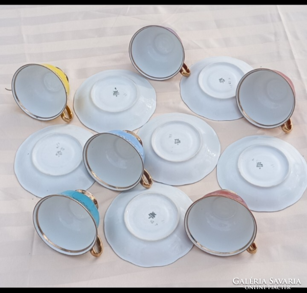 Retro színes,lengyel  Jarolina  6személyes teáskészlet  1960