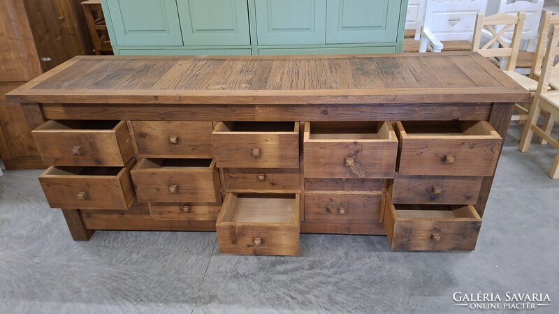 Komód sokfiókos komód sublót gyalupad retro bontott tölgy