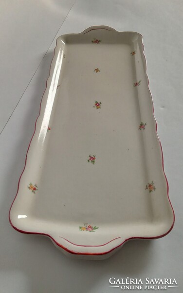 Apró virág mintás Zsolnay porcelán süteményes szendvicses tál tálca 42 x 16 cm