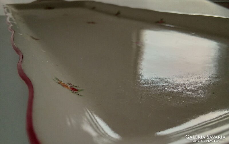 Apró virág mintás Zsolnay porcelán süteményes szendvicses tál tálca 42 x 16 cm