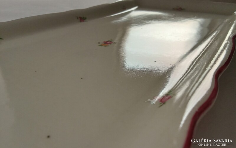 Apró virág mintás Zsolnay porcelán süteményes szendvicses tál tálca 42 x 16 cm