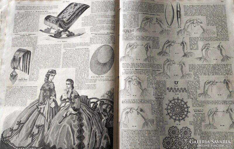 1863 NÉMET BAZÁR MINT A NŐK MUNKAKŐRE MAGAZIN 218 OLDAL KÉZIMUNKA DIVAT RENGETEG ÉRTÉKES ACÉLMETSZET