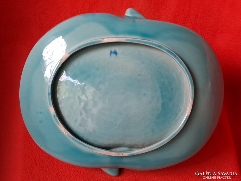 Hibátlan Zsolnay (eozin) alapmázas sárkányfogós - gyíkos tál