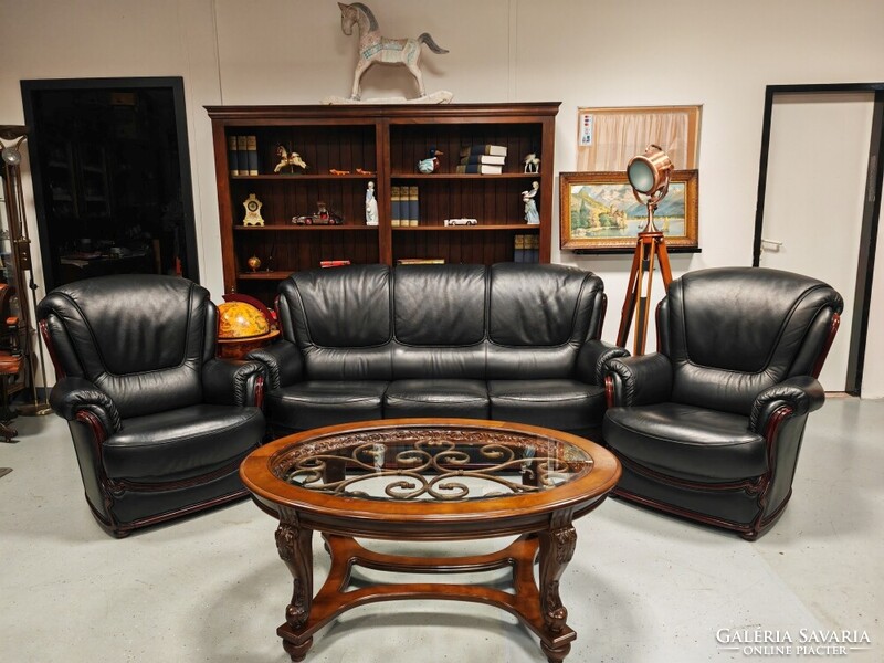 Klasszikus angol bőr ülőgarnitúra kanapé + 2 db. fotel gyönyörű , újszerű szép állapotban