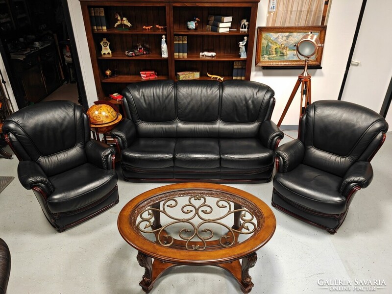 Klasszikus angol bőr ülőgarnitúra kanapé + 2 db. fotel gyönyörű , újszerű szép állapotban
