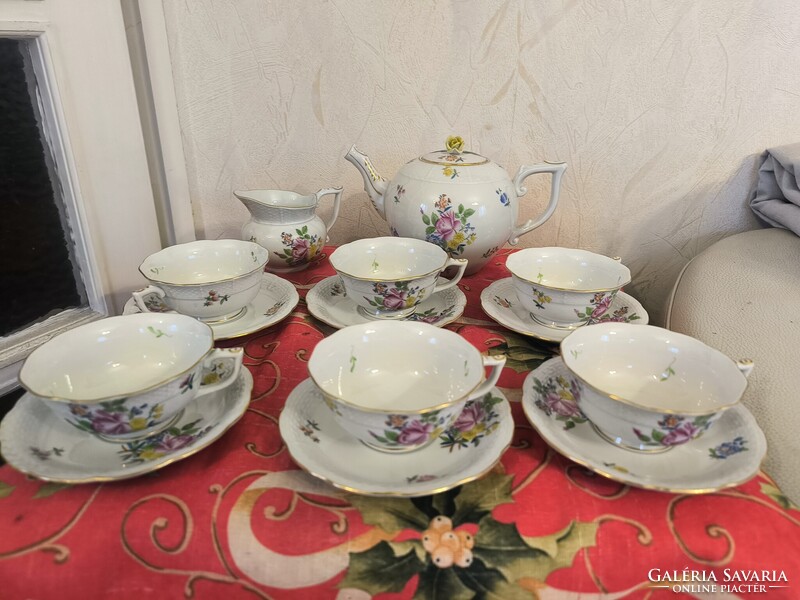 Herendi porcelán teàs készlet virág mintàs..HBC  Bouquet de Kornélia mintàs