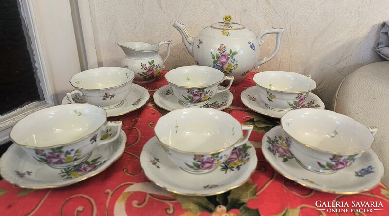 Herendi porcelán teàs készlet virág mintàs..HBC  Bouquet de Kornélia mintàs