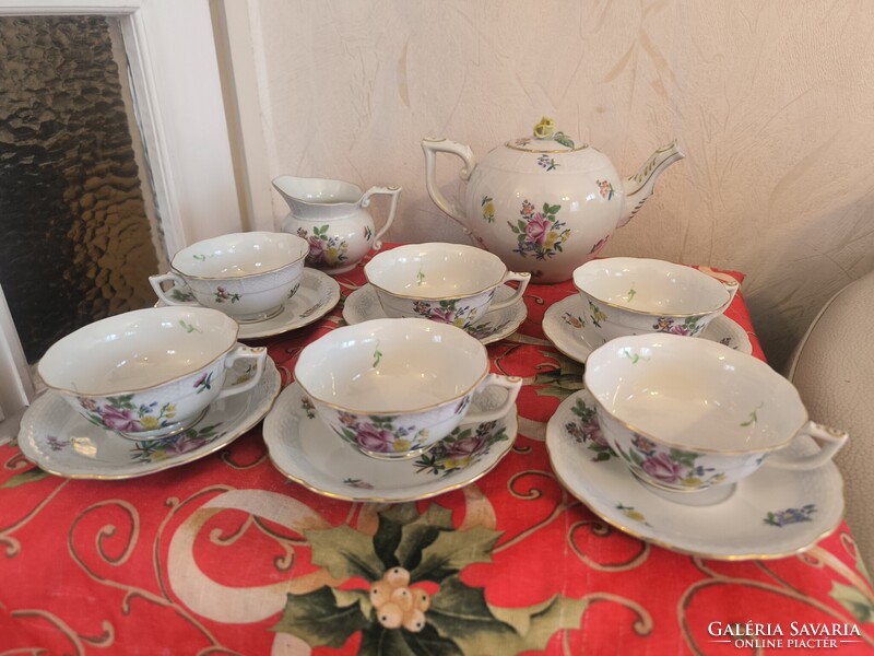 Herendi porcelán teàs készlet virág mintàs..HBC  Bouquet de Kornélia mintàs