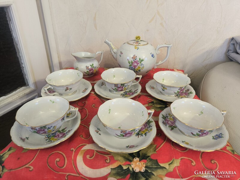Herendi porcelán teàs készlet virág mintàs..HBC  Bouquet de Kornélia mintàs