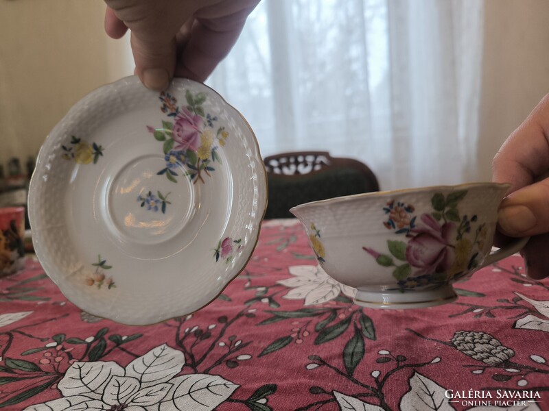 Herendi porcelán teàs készlet virág mintàs..HBC  Bouquet de Kornélia mintàs