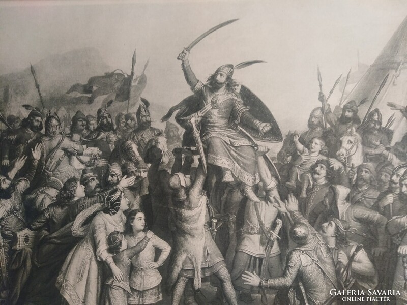 Kovács Mihály: Árpád paizsra emeltetése - fénynyomat - 28,5 x 19 cm.