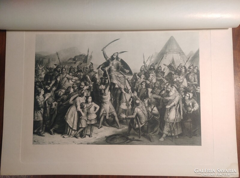 Kovács Mihály: Árpád paizsra emeltetése - fénynyomat - 28,5 x 19 cm.