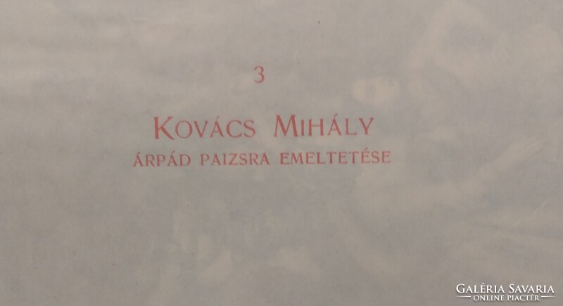 Kovács Mihály: Árpád paizsra emeltetése - fénynyomat - 28,5 x 19 cm.