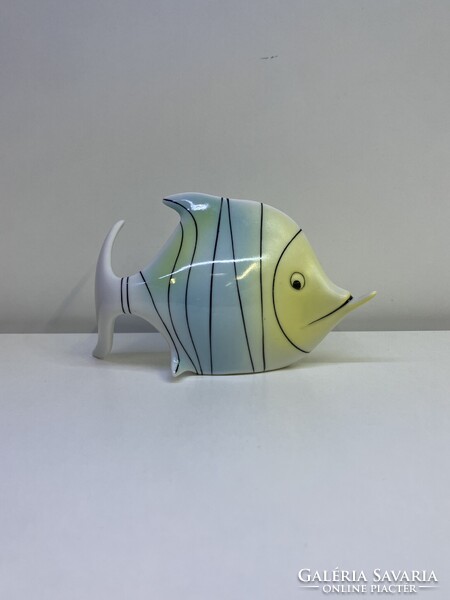 Hollóházi csíkos hal / Koczor Sándor - art deco figura
