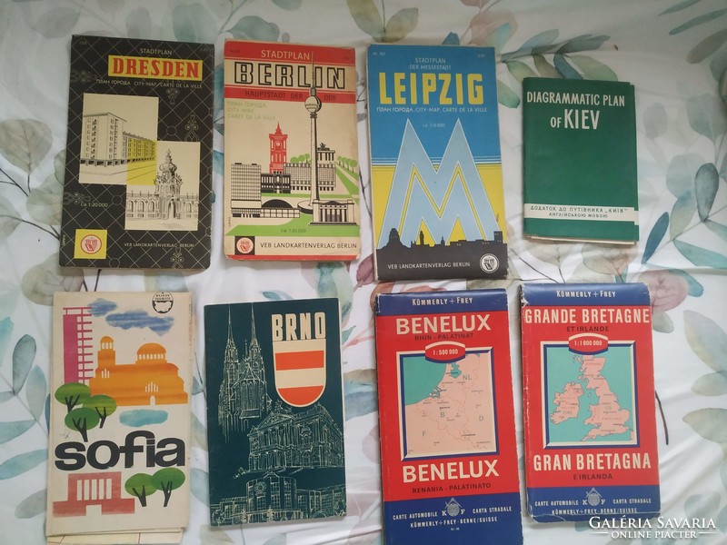 Retró térkép 1960 - 1970: Berlin, Lipcse, Drezda, Szófia, Brünn, Kiev, Benelux, Nagy-Britannia