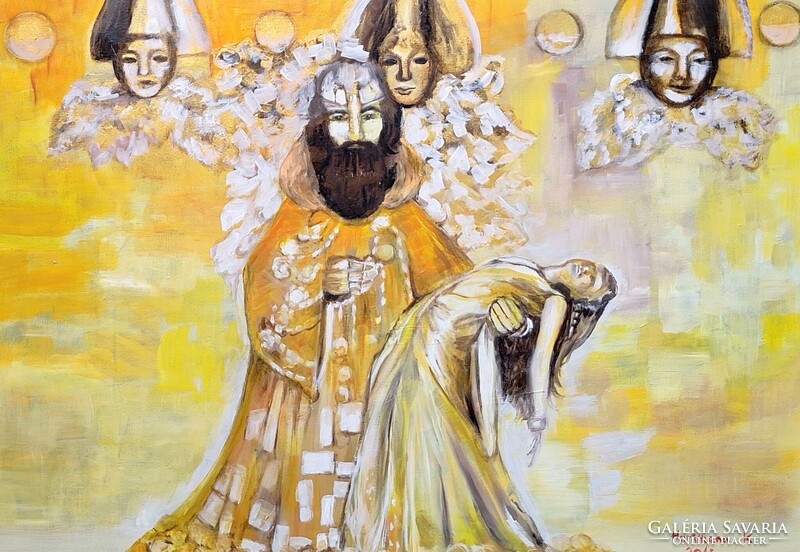 Hartmann Kitty 70x50 cm olaj-vászon, szép keretben! Jelenet, kortárs - Szász Endre tanítványa!