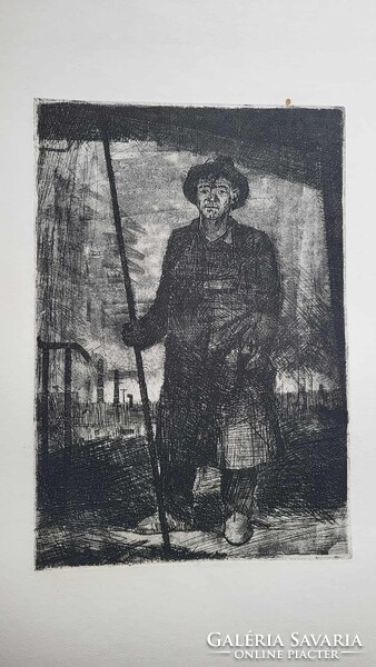 Lukovszky László – Miskolc város: Hengerész, nagyméretű rézkarc