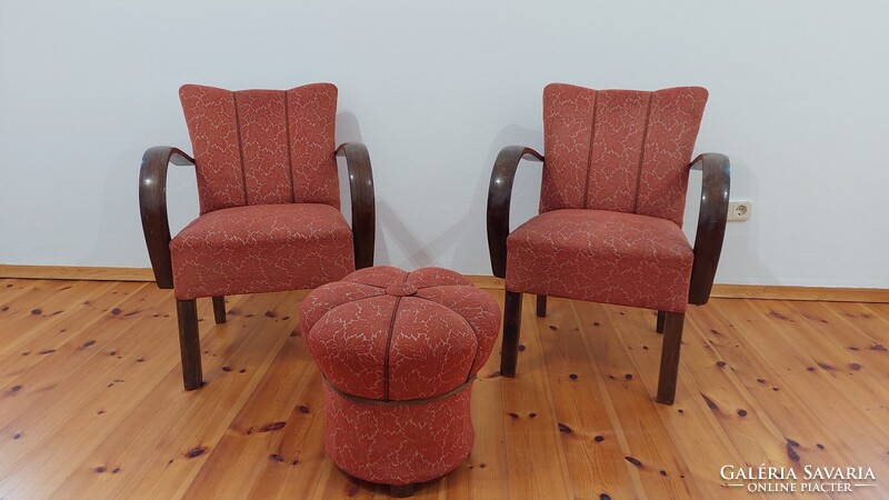 Art deco fotelek és egy pouf,Jindrich Halabala