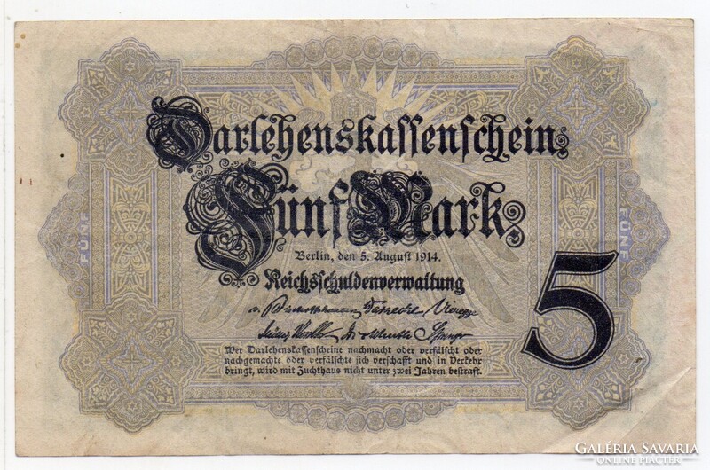 Németország 5 német birodalmi Márka, 1914, ilyen állapotban ritka