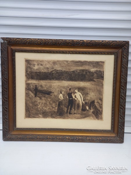 Szőnyi István  Folyóparton rézkarc