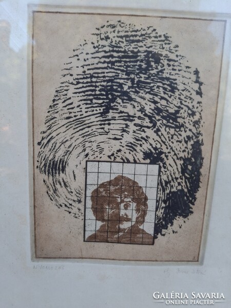 Imre István  Nyomozás  Rézkarc  cca 1980