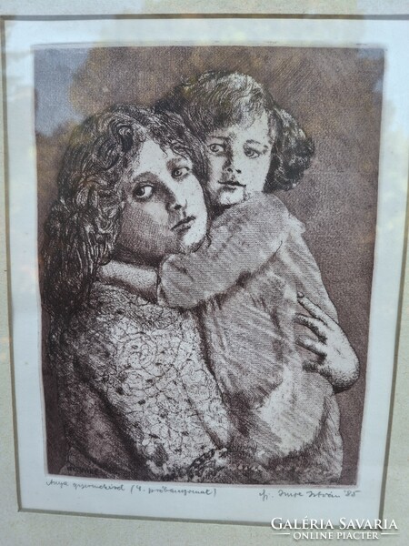 Imre István Anya gyarmekével 4. próbanyomat  1985 rézkarc