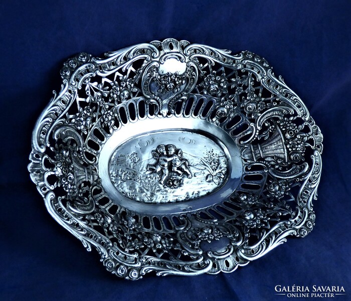 NAGYON SZÉP, ANTIK EZÜST BOMBONTARTÓ TÁLKA, NÉMET, CA. 1890!!!