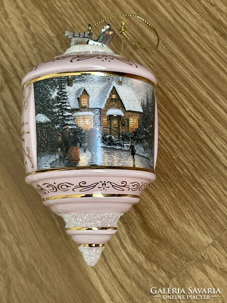 Gyönyörű rózsaszín  üveg karácsonyfa dísz, nem volt használva.