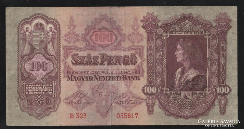 Száz Pengő 1930 Forgalmi papírpénz ( 1 )