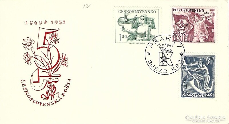 Elsőnapi bélyegek 1949 - Csehszlovák - 15 db