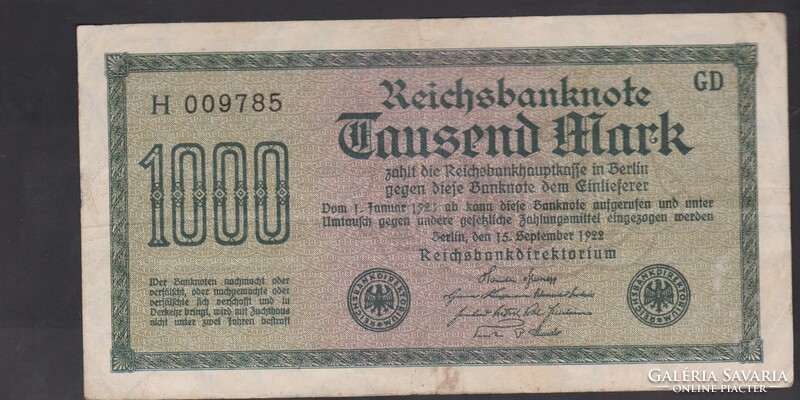 Német Birodalom 1000 márka 1922  F