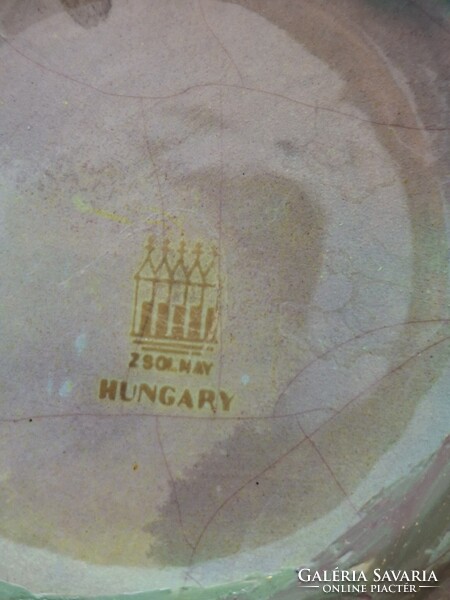 Zsolnay Eozin Váza – Ülő leányalakkal, 24 cm, Hibátlan, vitrin állapot