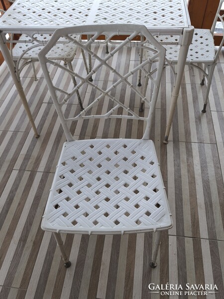 Ritka Alumínium kerti garnitúra, „bambusz hatású" formavilággal. 4+1db