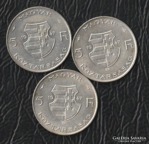 5 Forint 1947-es ezüst 3 db