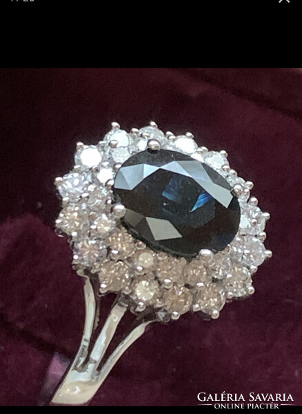Margaréta Gyűrű 2 ct Zafírral és 0.90 ct Gyémántokkal.Tanúsítvánnyal.