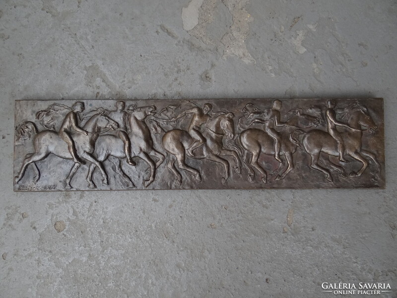 Kubisch János bronz plasztika, relief