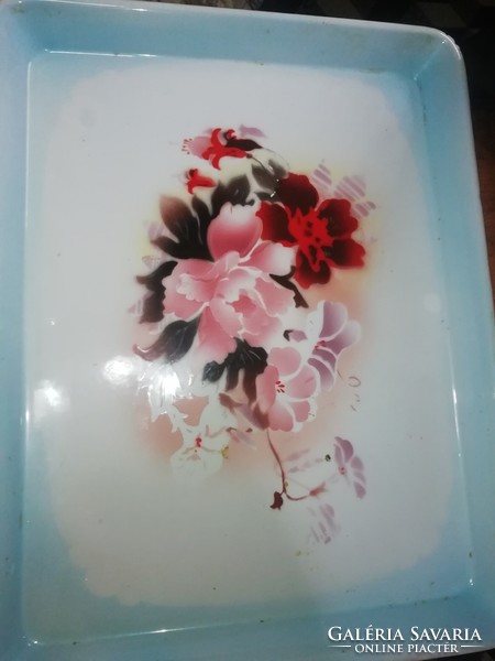 Régi nagy méretű 44 cm x 34 cm China fém tálca.Akció Aukció több száz termék vegye vigye