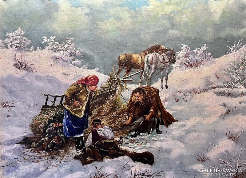 Kolozsváry Pál: Téli  jelenet szekérrel  (1947)