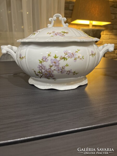 Zsolnay porcelán levesestál barackvirág