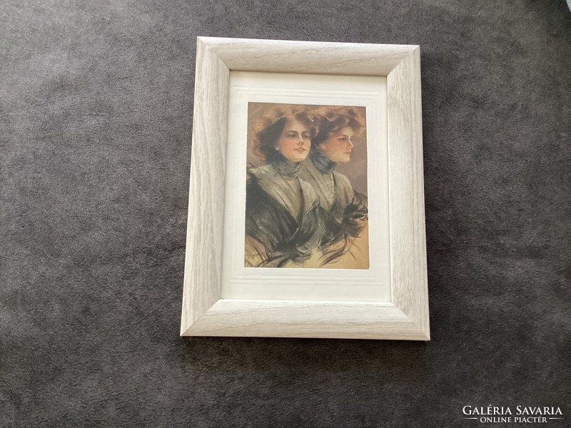 Antik kisméretű nyomat , modern keretben .