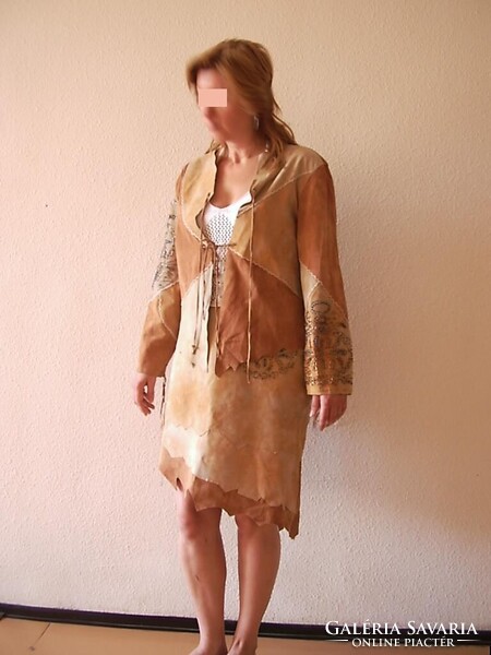 Exkluzív Native American velúr bőr ruha