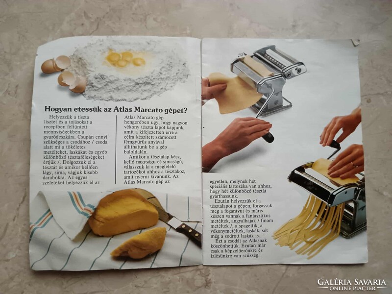 Marcato Atlas tésztagép és nyújtógép + 1 mm, 3 mm, spagetti és a Ravioli 45x45 mm adapter.