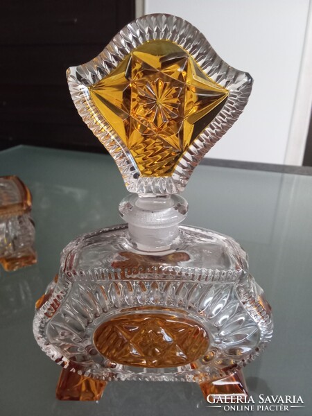 Luxus Art Deco Karl Palda Bomemia Kristály üveg pipere készlet a fésülködő asztalra!