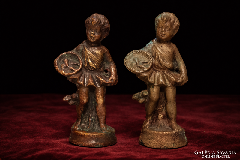 Antik Bronz Figura Párban - Jelzett - NINCS MINIMÁL ÁR !